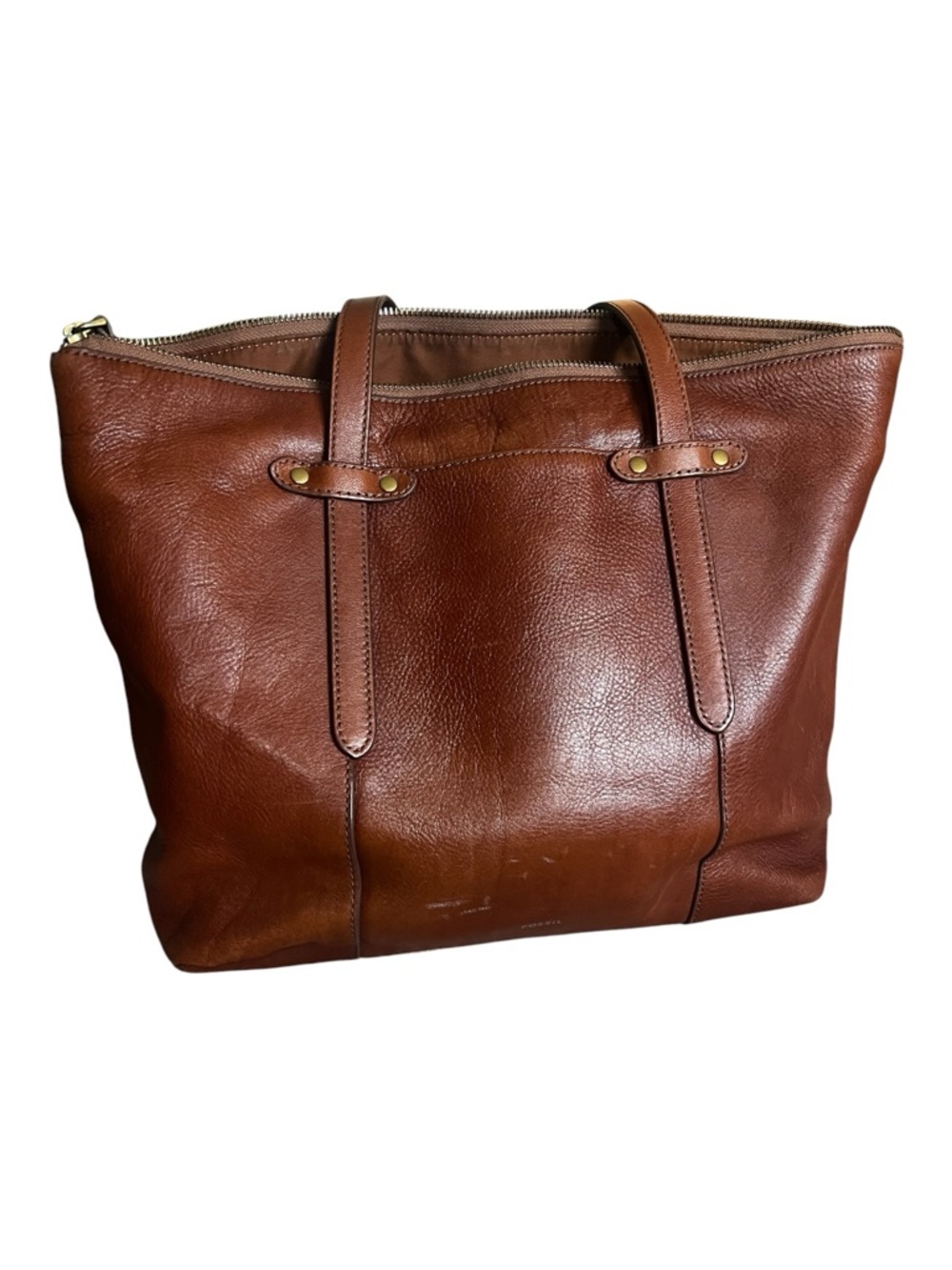 Fossil Brown Pebbled Leather Interior Tote